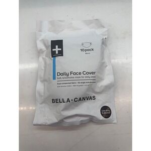 Bella+Canvas Daily Face Cover 10 Pack Black Soft Breathable Cotton Blend Mask